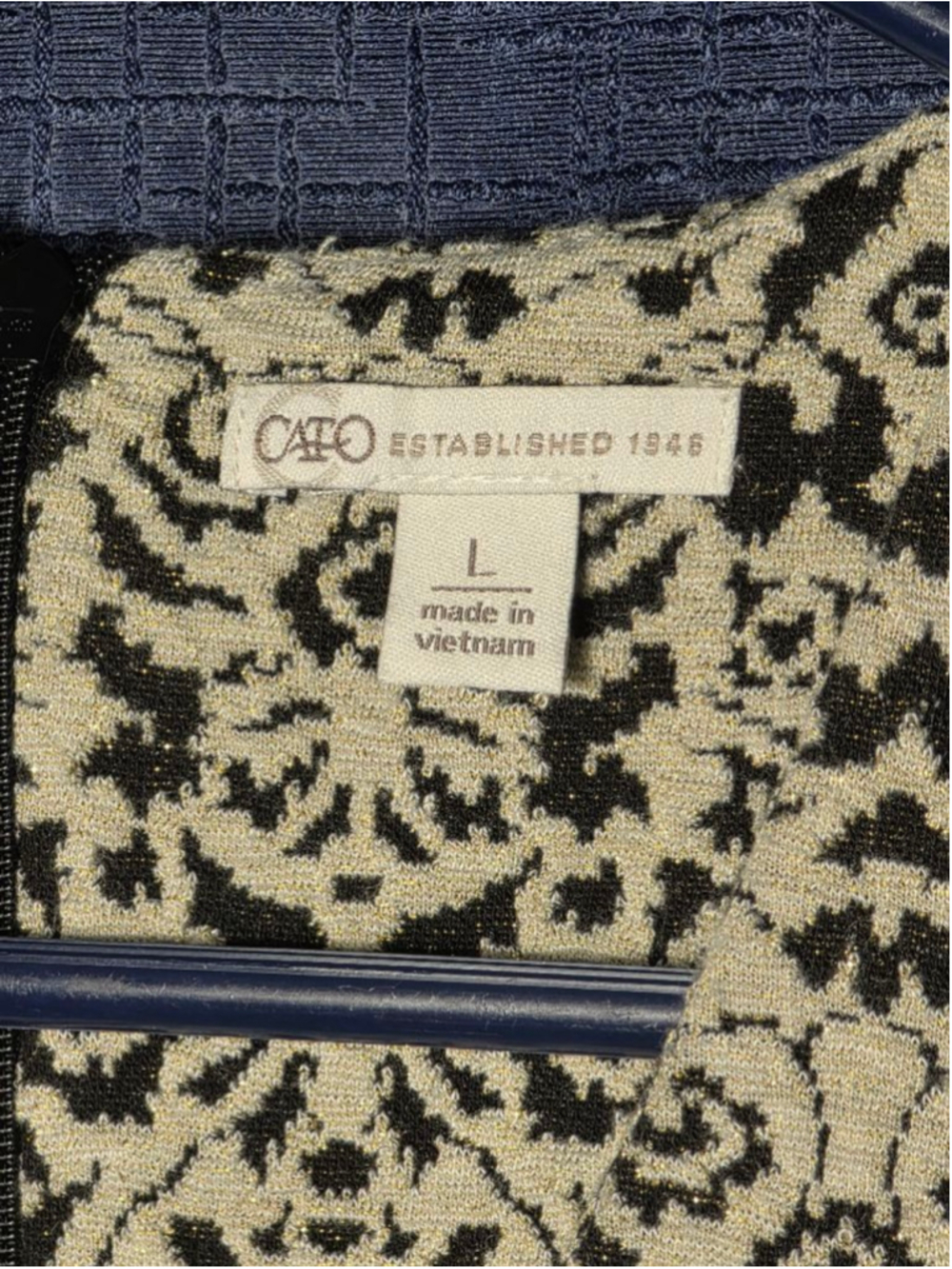 Women's Cato Long Sleeve Dress L Beige Black Patterned - Picture 4 of 5
